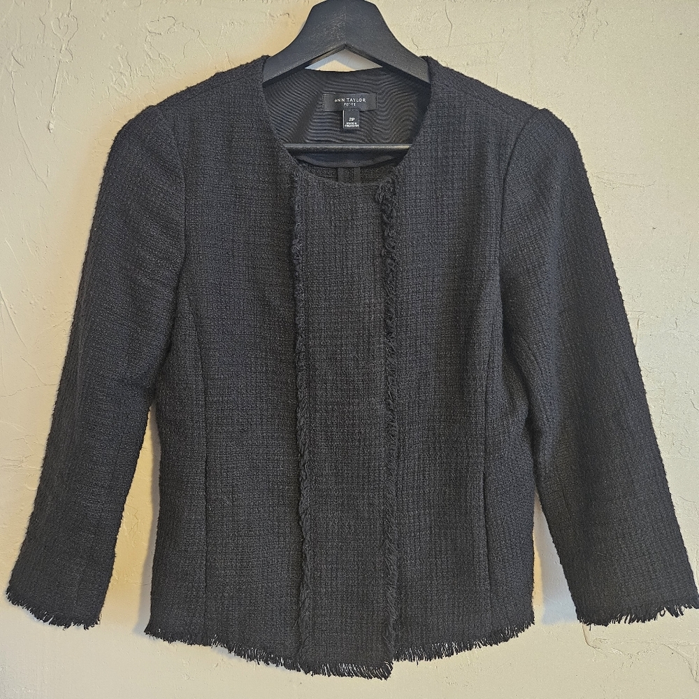 Ann Taylor Tweed black jacket size 2p